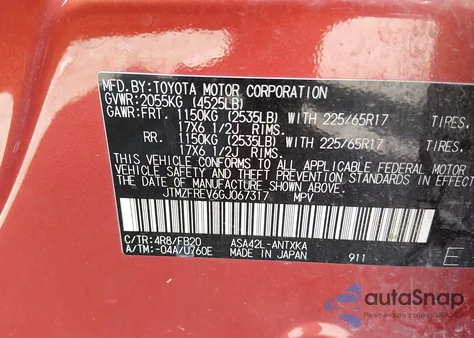 2016 Toyota Rav4 Le из США, поврежденный, VIN JTMZFREV6GJ067317